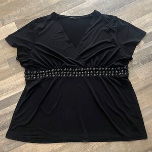Penningtons Black Blouse with Beaded Waist